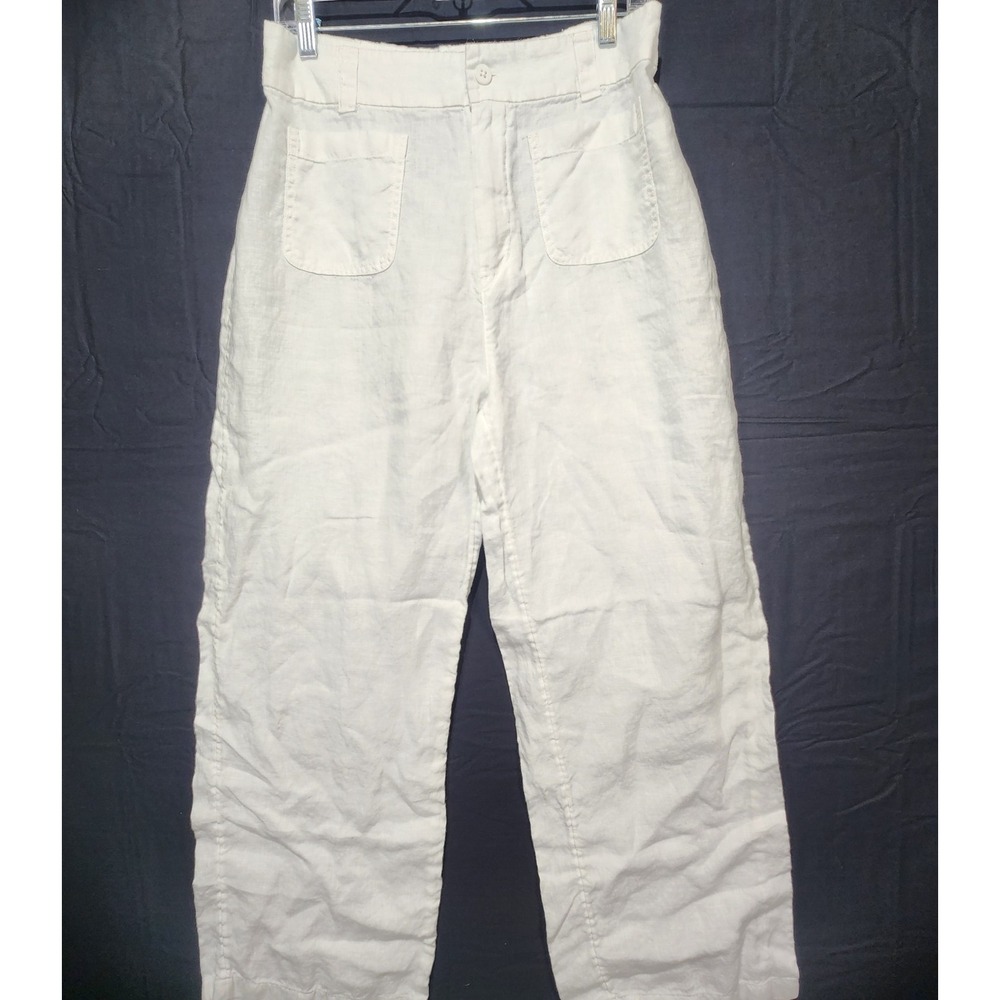 Nicole Miller Women's Comfy Casual Freshy‎ 100% Linen White Dress Pants Size 10